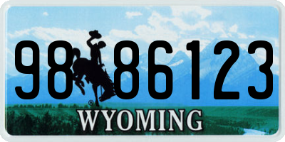 WY license plate 9886123