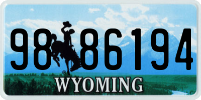 WY license plate 9886194