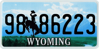WY license plate 9886223