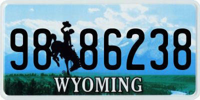 WY license plate 9886238