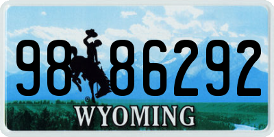 WY license plate 9886292