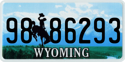 WY license plate 9886293