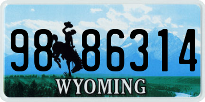 WY license plate 9886314