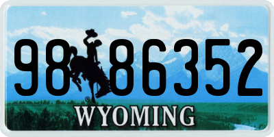 WY license plate 9886352