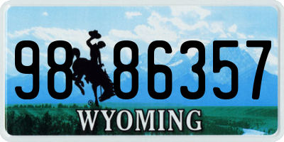 WY license plate 9886357