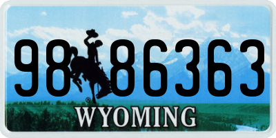 WY license plate 9886363