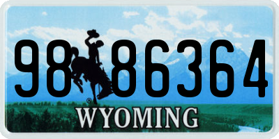 WY license plate 9886364