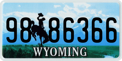 WY license plate 9886366