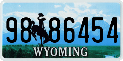 WY license plate 9886454