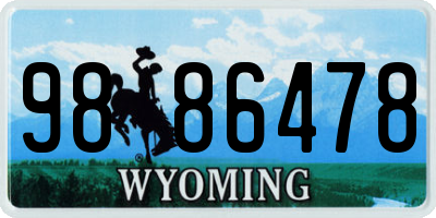WY license plate 9886478