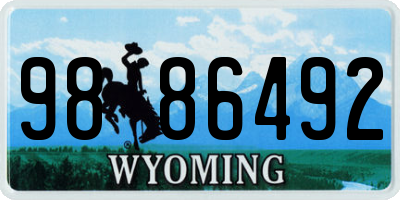 WY license plate 9886492