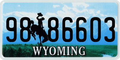 WY license plate 9886603