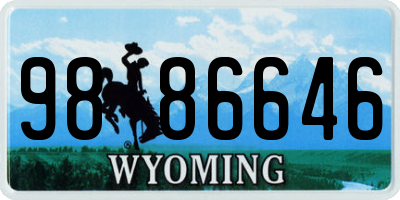 WY license plate 9886646