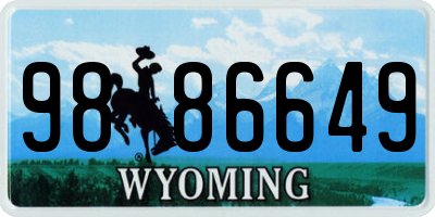 WY license plate 9886649