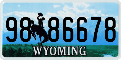 WY license plate 9886678