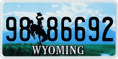 WY license plate 9886692