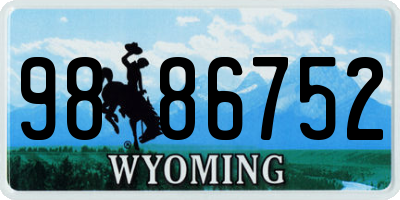 WY license plate 9886752
