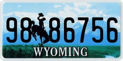 WY license plate 9886756
