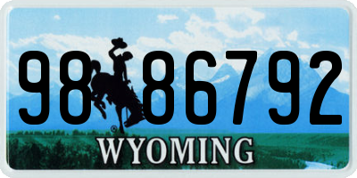WY license plate 9886792