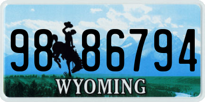 WY license plate 9886794