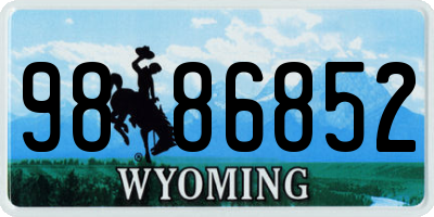 WY license plate 9886852