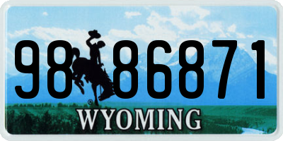 WY license plate 9886871