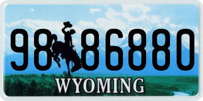 WY license plate 9886880