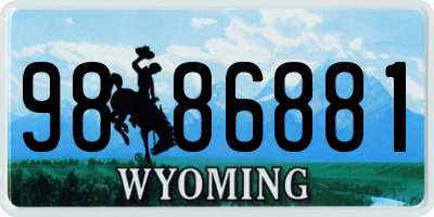 WY license plate 9886881
