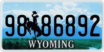 WY license plate 9886892