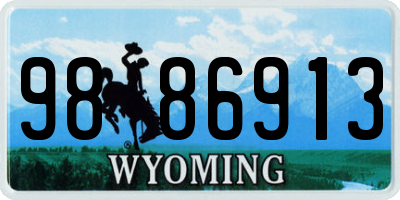 WY license plate 9886913