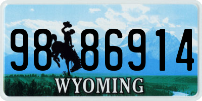 WY license plate 9886914