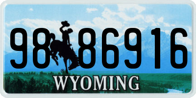 WY license plate 9886916