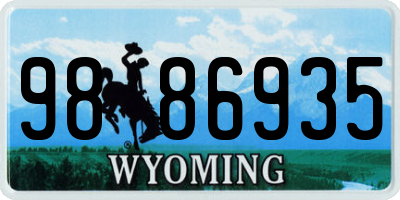 WY license plate 9886935