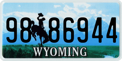 WY license plate 9886944