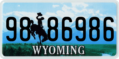WY license plate 9886986