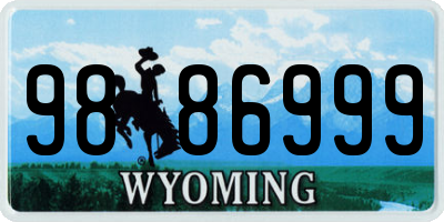 WY license plate 9886999