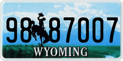 WY license plate 9887007