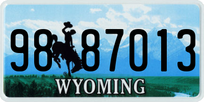 WY license plate 9887013