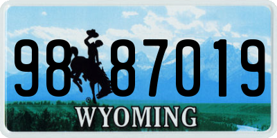 WY license plate 9887019