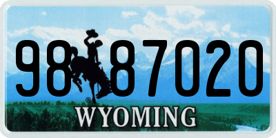 WY license plate 9887020