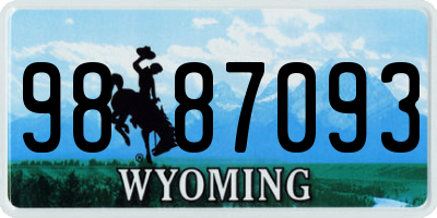 WY license plate 9887093