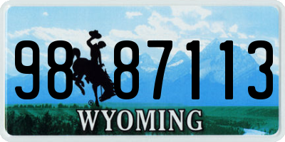 WY license plate 9887113