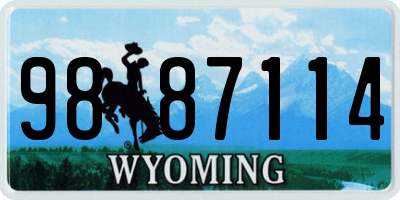 WY license plate 9887114