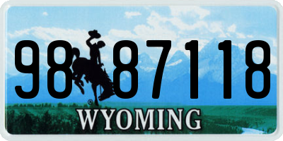 WY license plate 9887118