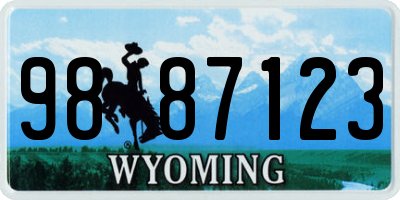 WY license plate 9887123