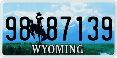 WY license plate 9887139