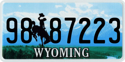 WY license plate 9887223