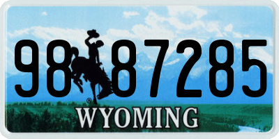 WY license plate 9887285