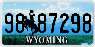WY license plate 9887298