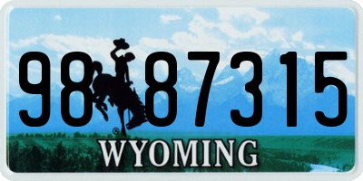 WY license plate 9887315